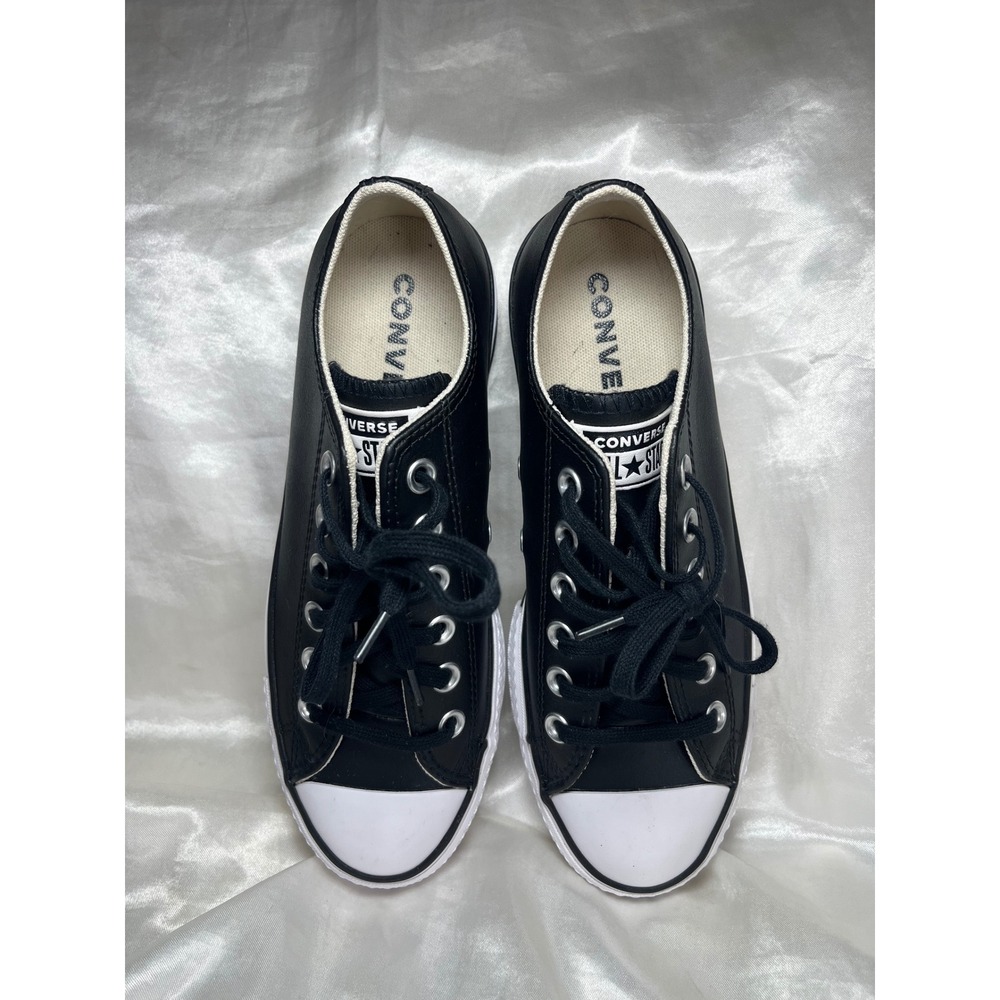 Converse Chuck Taylor All Star Lift Women Size 7 Black Leather Platform Sneaker - Picture 4 of 9
